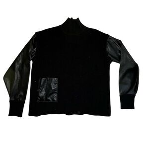 BOSS Finalian wool vegan leather ONE POCKET sweater size large MSRP $348